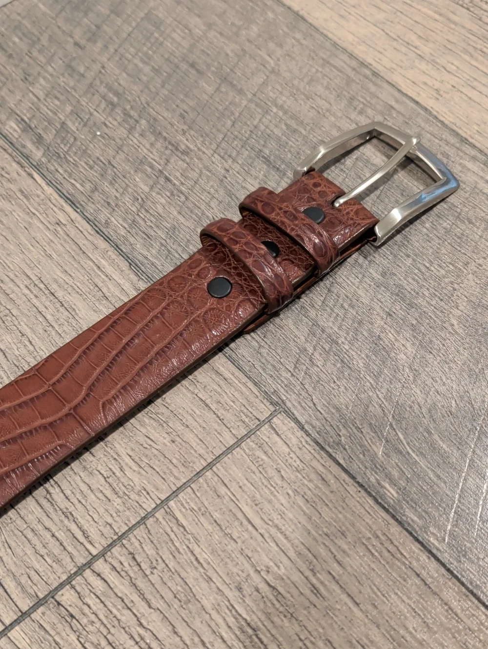 Jacob Hill Leather Genuine Caiman Belt Brown/Cognac MSRP $299